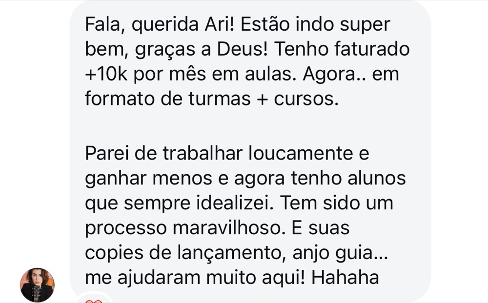 Depoimento de aluno