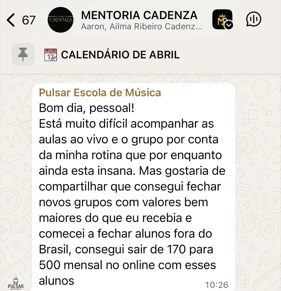 Depoimento de aluno