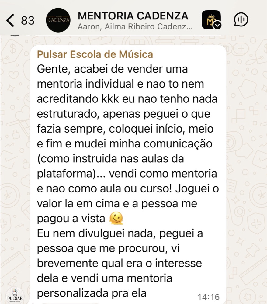 Depoimento de aluno